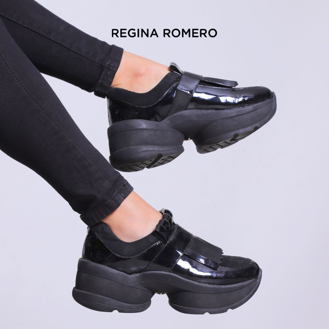 Tenis Urbano para Dama en Piel Regina Romero - Kendall Negro