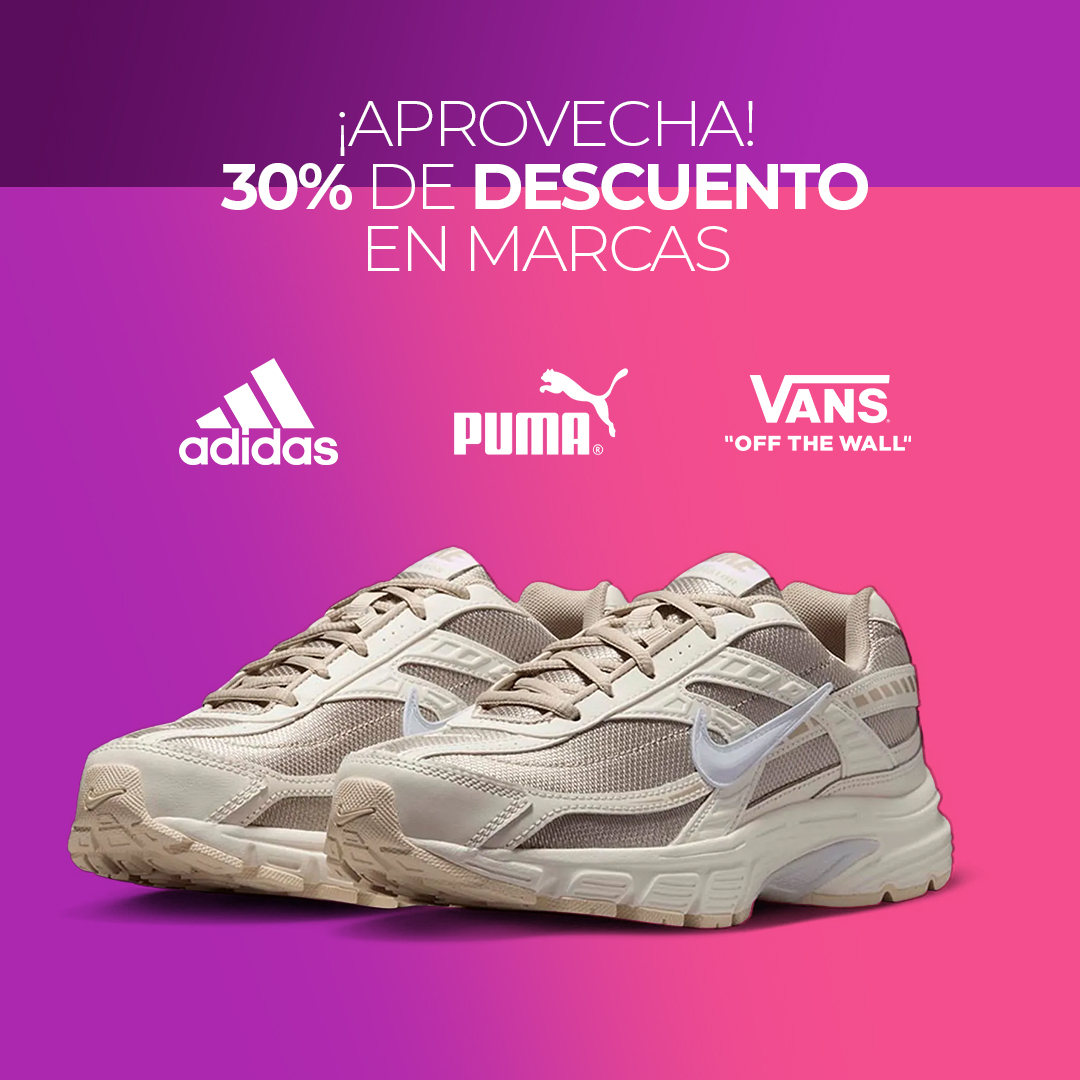 ¡Aprovecha! Hasta 30% de descuento en marcas Adidas, Puma y Nike